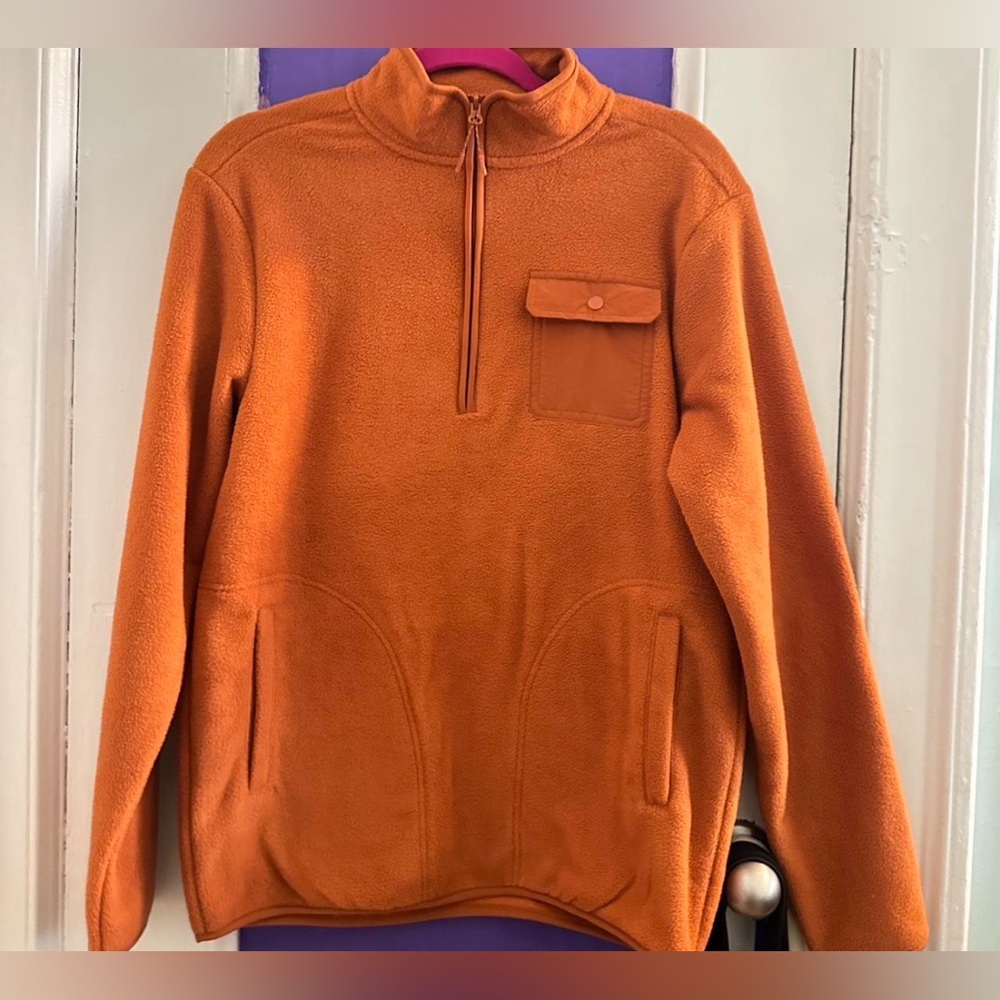 Goodfellow Orange Quarter-Zip Fleece Sweatshirt- NWT